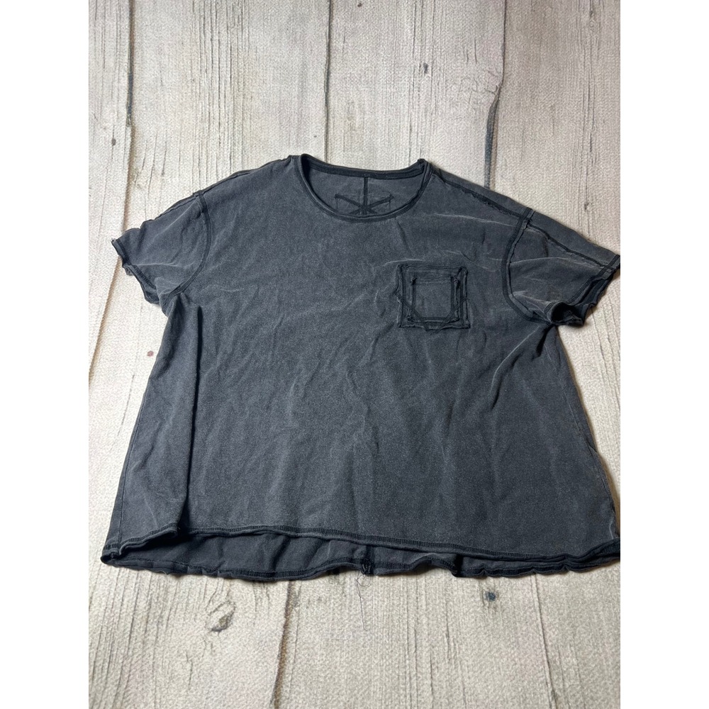 SHEIN Distressed Boxy T-Shirt Womens Medium Black Edgy Grunge Minimalist